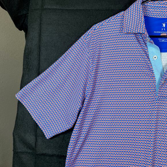 Fairway & Greene Mens Shirt Patriotic Star Golf Polo Short Sleeve Stretch Medium - Picture 3 of 13